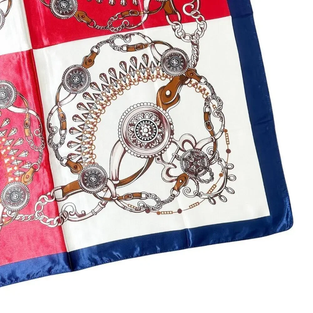 2/$30 NEW Cream Red Blue Nautical Antique Gold Baroque Printed Fashion Scarf